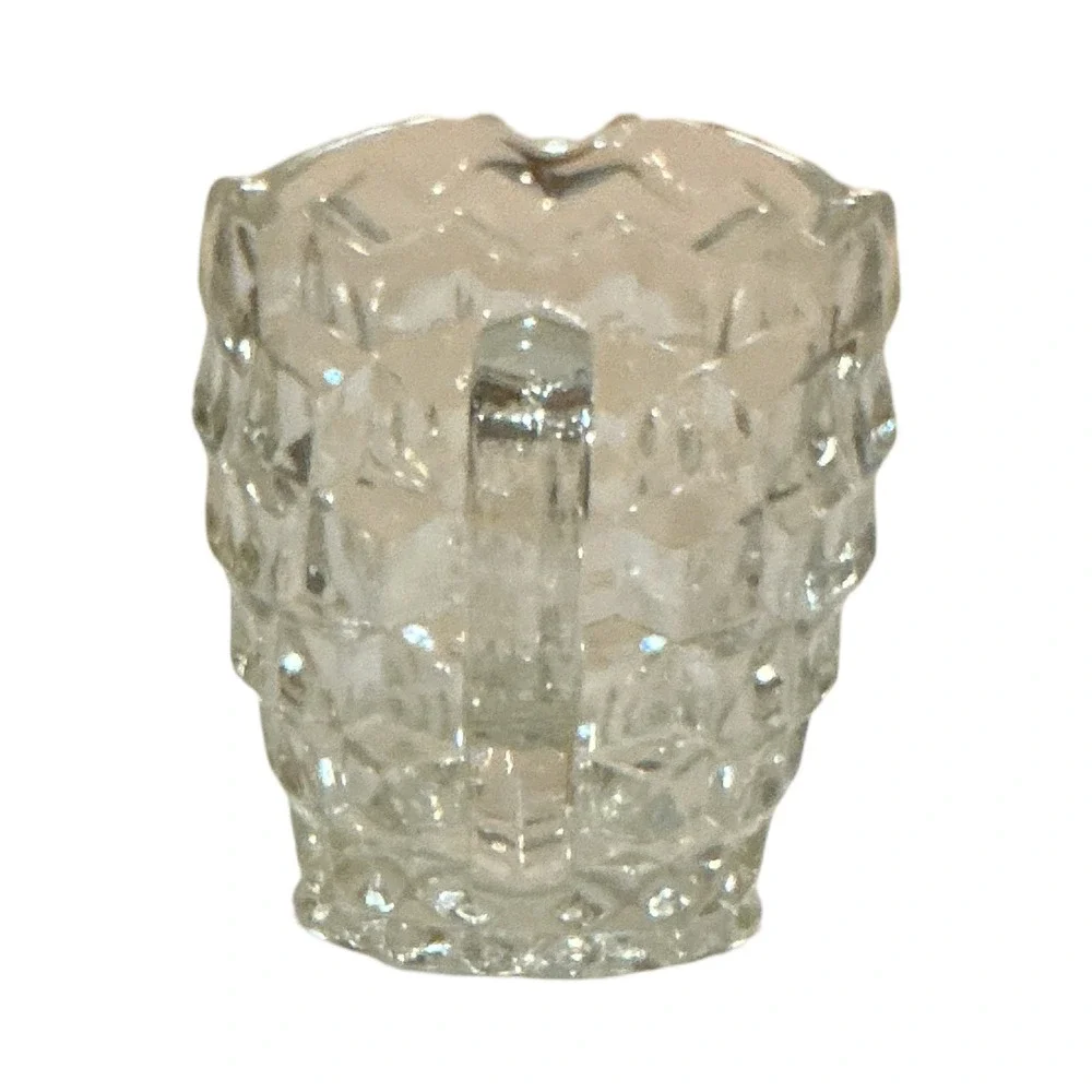 Vintage Clear Pressed Glass Diamond Point Creamer Pitcher 4x4x2.5